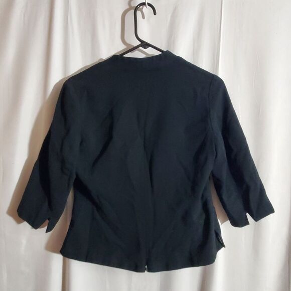 Talbots | Vintage Black Wool Blouse with Zip Up Back | Size 8P - Picture 4 of 7